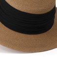 thumbnail image 5 of Cutuoiiu Hat for Women Flat Top Straw Sun Hat Pleated Fabric Band Wide Brim Adjustable Summer Vacation Hat for Beach Travel Outdoor, 5 of 6