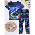 thumbnail image 4 of QEFJNO 3-12Y Kid Boys Shark Pajamas Toddler Little Boys Sleepwear Short Sleeves and Pants 2 Pieces Summer Pjs Set, 4 of 11