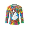 thumbnail image 3 of FOCUSNORM Men Christmas T-shirt Long Sleeve T-shirt Crew Neck Santa Claus Snowman Print Slim Fit Streetwear, 3 of 5