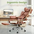 thumbnail image 4 of ATHOPE Executive Leather Office Chair 500lbs, Big and Tall Desk Chair with Footrest, High Back Ergonomic Reclining Computer Chair, High-Density Foam, Heavy Duty Swivel Rolling Chair, Brown, 4 of 9