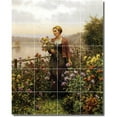 thumbnail image 1 of Ceramic Tile Mural-Daniel Ridgway Knight Garden Shower Tile Mural 18. 48" w x 60" h using (20) 12 x 12 ceramic tiles, 1 of 3