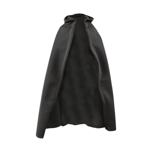 Capa con capucha en miniatura a escala 1:6, capa larga, moda retro, blusa lisa para escenario Negro