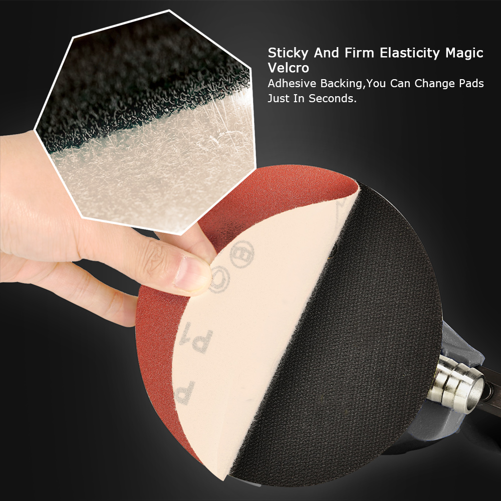 SPTA Random Orbital Sander 5" & 6" Pneumatic Palm Sander with Sandpapers Heavy Duty for Wood, Composites, Metal