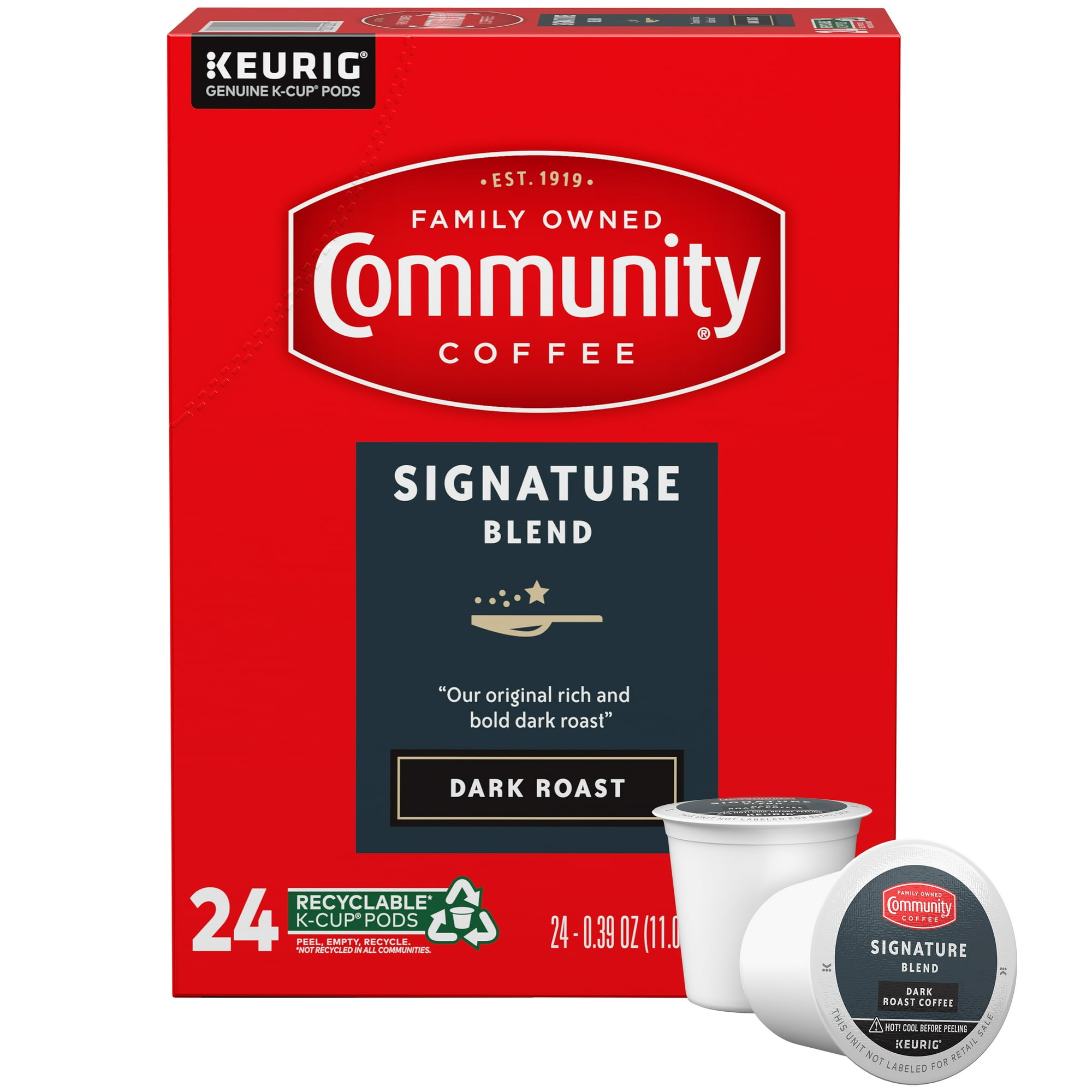 Community Coffee Signature Blend Dark Roast 24 ct Single Serve Keurig K-Cup Pods