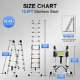 12.5FT A-Frame Telescoping Ladder, 2-in-1 Extension Ladder with Balance ...