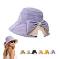 thumbnail image 3 of Women's Bowknot Wide Brim Sun Hat – Foldable,360° Protection UV Protection Breathable Summer Travel Beach Hat, 3 of 3
