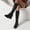 Black, variant on Womens Knee High Boots Chunky High Heels Square Toe Daily Casual Boots for Fall Winter Black 5.5