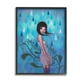 thumbnail image 2 of Stupell Industries Woman White Dress Falling Blue Raindrops Botanical Motif Framed Wall Art, 16 x 20, Design by Barry Kite, 2 of 5