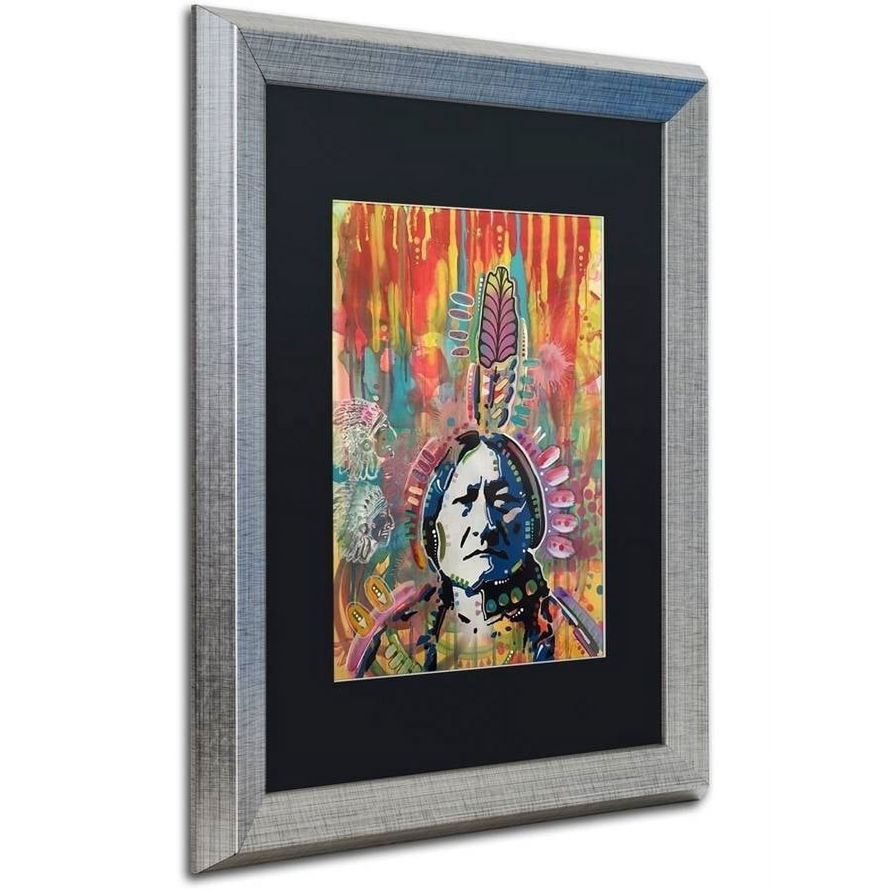 Trademark Fine Art "Sitting Bull 1" Canvas Art by Dean Russo, Black Matte, Silver Frame