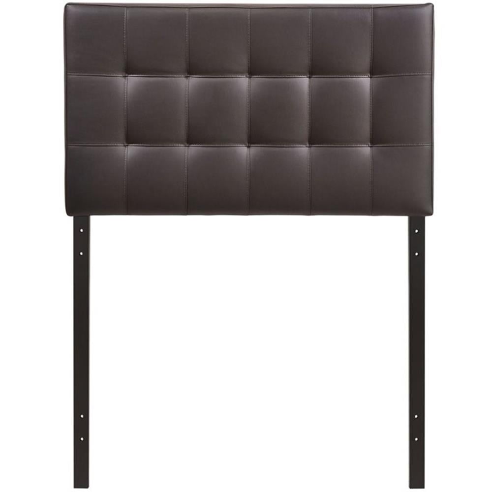 Modern Vinyl Twin Tufted Panel Headboard in Brown