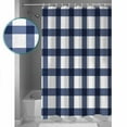 thumbnail image 4 of Navy Blue Plaid Check, Waterproof Fabric Shower Curtain, Geometrical Abstract Lattice Shower Curtain for Bathroom Curtains Bathtubs Hotel Washable Shower Curtains with 12 Hooks Stall 54x78in, 4 of 6