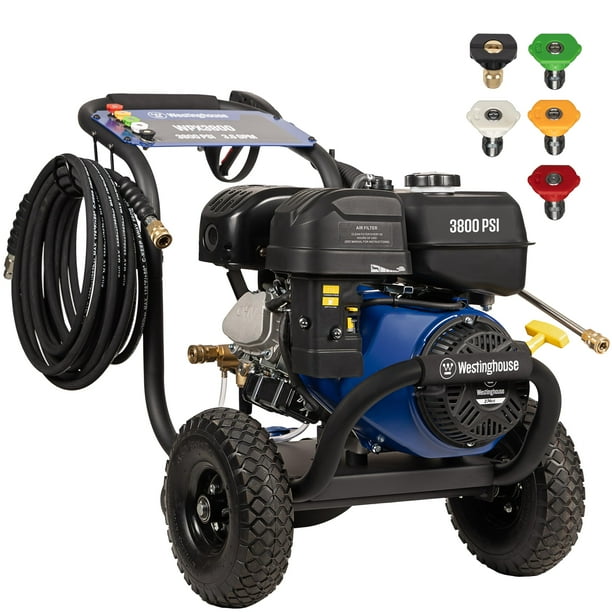 Hidrolavadora a gasolina Westinghouse WPX3800, 3800 PSI y 3,6 GPM máx., tanque de jabón integrado, pistola rociadora y varilla, juego de 5 boquillas, para autos, cercas, entradas de vehículos, casas,