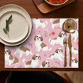 thumbnail image 4 of Shih Tzu Dogs and Pioneer Flower Summer Placemats Table Placemats Set Of 6-Linen Kitchen Washable Placemats Table Mats 11.8"x17.7"Non-Slip Heat Resistant, 4 of 5