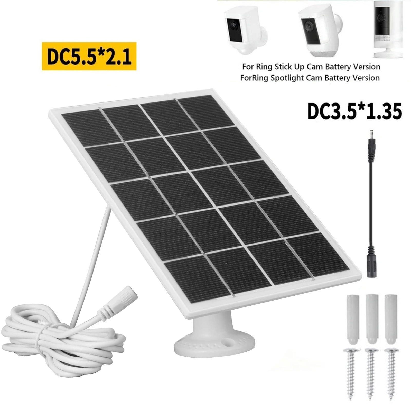 Yoziaaoa 1 Pcs 3W Solar Panel for Security Camera Outdoor, 5V Solar Panel Charging Cam, IP65 Waterproof(White)