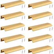 Back Mount Finger Edge Pull,Happon 10Pcs Gold Aluminum Hidden Handles Concealed Finger Pull Handles Invisible Tab Pulls with Screws for Drawer, Cabinet,Wardrobe Door (150mm/5.9in)