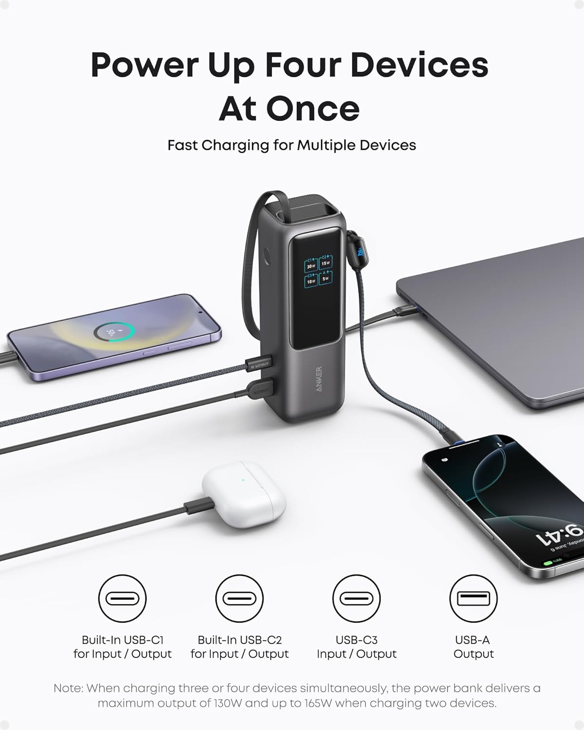 Anker 25000mAh Laptop Power Bank, 165W Triple USB-C photo 3