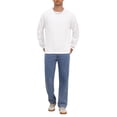 thumbnail image 2 of Men's Pullover Solid Color Crewneck Long Sleeve Gym Casual Sweatshirt L White, 2 of 6