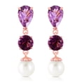thumbnail image 2 of Galaxy Gold GG 14K Rose Gold 10.5 Carat Natural Amethyst and Natural Pearl Dangle Earrings - February Birthstone - Peace & Wisdom - Fine Jewelry for Women, 2 of 3