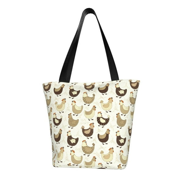 Fotbe Funny Chicken Bolsa de Playa con Estampado, Bolsa de Hombro, Bolsa de Mano Espaciosa, Bolsa de Viaje Ligera, Bolsa de Compras Versátil