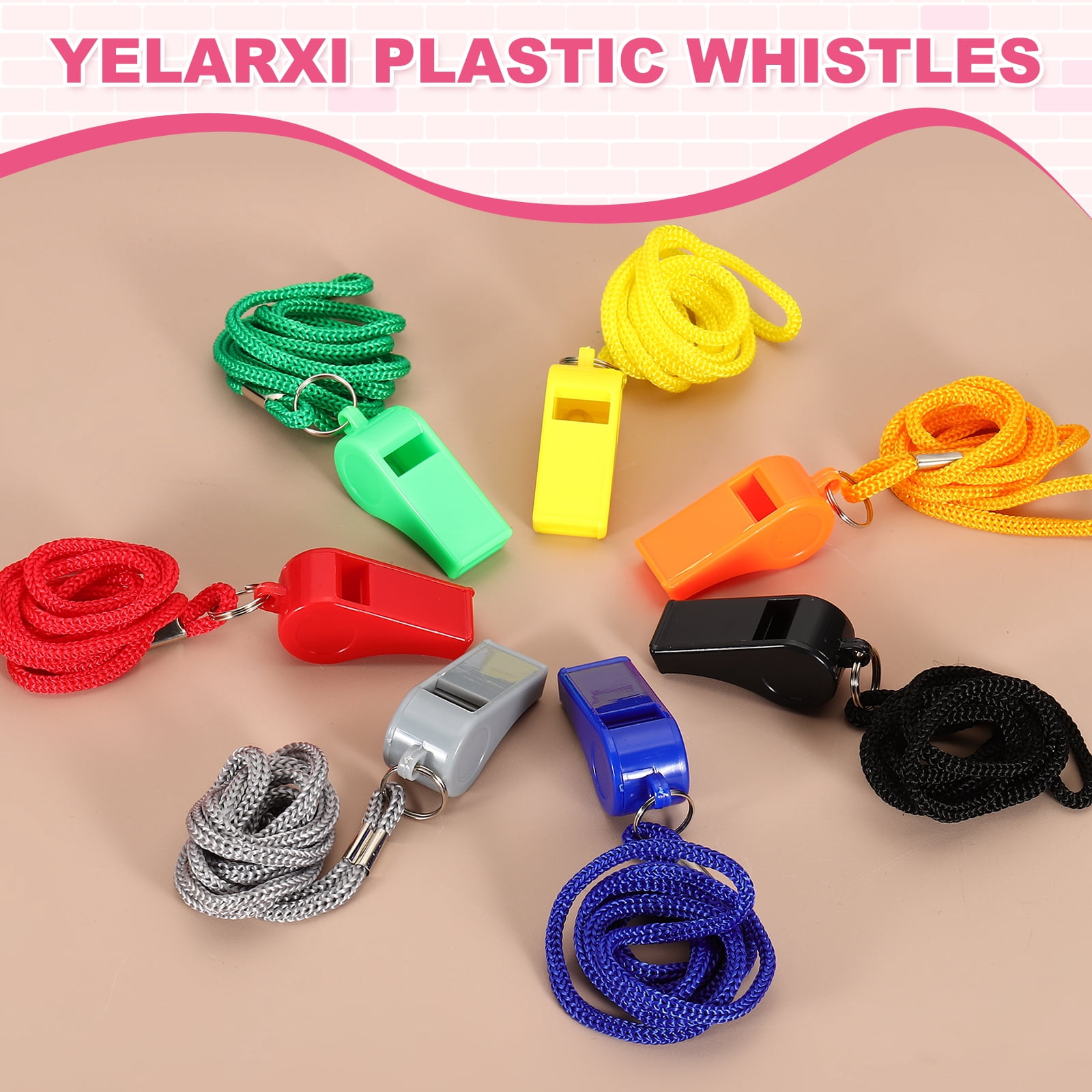 Uxcell Plastic Whistle with Lanyard, Training Sport Gather Whistles Loud Crisp Sound Colorful Bulk Whistle 36 Pcs & Multicolor -Fitting for (Coaches/Referee/Outsides/Team Events)