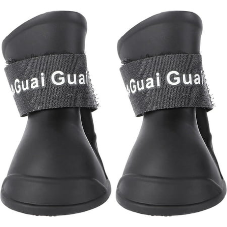 Puppy Dog Boots  4Pcs Pet Dog Puppy Rain Snow Boots PVC Anti-Slip Outdoor Dog Shoes Bootie Paw Protector Fuzzy Grip Socks