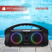 Aiwa Wireless Boombox Bluetooth Speaker, 120W Peak Power, IPX7 Waterproof, 15Hr Playtime, 7 LED Light Modes, USB-C Fast Charging, True Wireless Pairing, Outdoor & Party Speaker