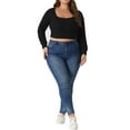 thumbnail image 2 of Agnes Orinda Women's Plus Size Ribbed Knit Soft Warm Outfits Long Sleeve Crop Tops, 2 of 5