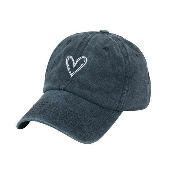 hirigin Sports Baseball Cap Heart Print Vintage Washed Trucker Hat with Ponytail Hole for Men Women Outdoor
