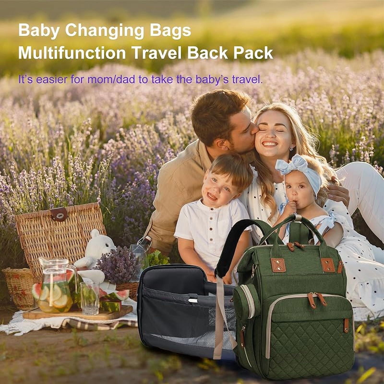 Diaper Bag with Changing Station, Waterproof 3 in 1 Baby Diaper Backpack with Foldable Changing Pad, Large Travel Back Pack for Baby Girl Boy, Baby essentials