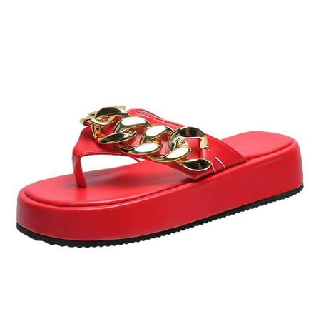 

ZTTD Fashion Summer Solid Buckle Thick Bottom Beach Sandals Women s Slipper A
