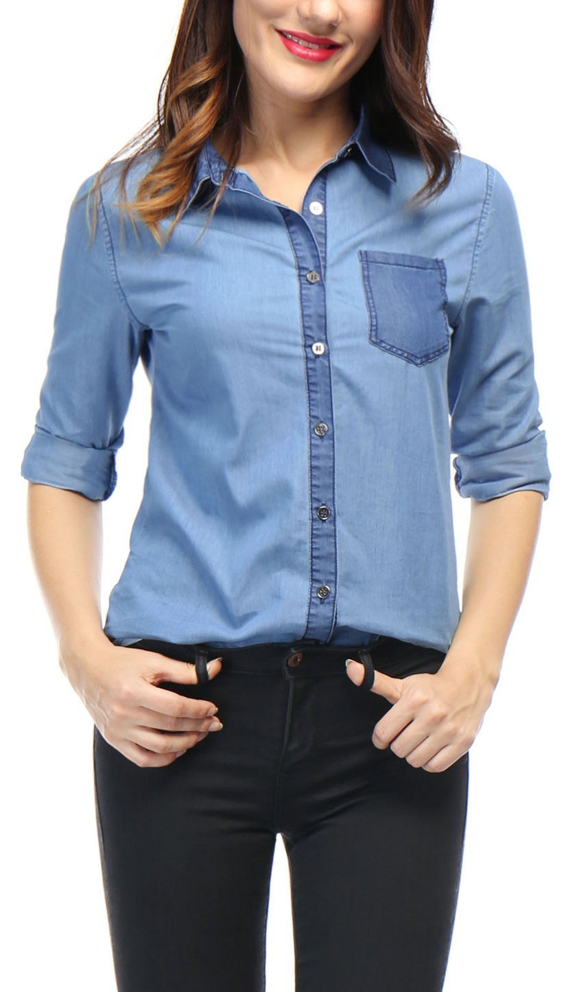 Long Sleeves Denim Tunic Shirt 