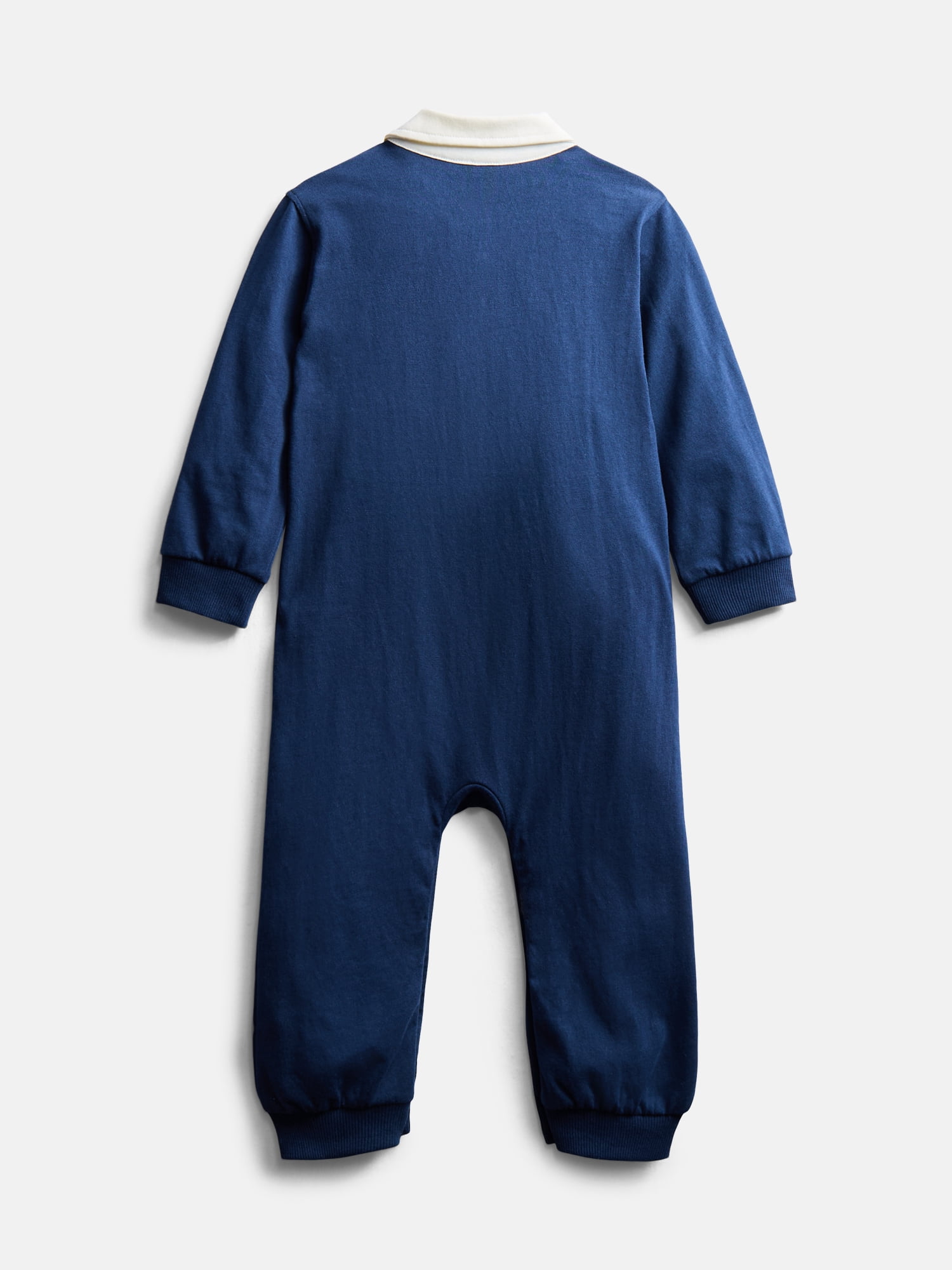 Wonder Nation Baby Boy’s Embroidered Collared Romper with Long Sleeves, Sizes 0/3M-24M