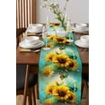 thumbnail image 4 of nqOlkjepod Spring Sunflower Table Runner 36 Inches Long Farmhouse Dress Scarves, Butterfly Teal Ocean Abstract Retro Dining Tablerunner for Coffee Table/Kitchen Island/Party Décor, Small 13" x 36", 4 of 8