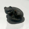 thumbnail image 2 of Carved Teak Kitty Cat On Clam Shell Ojime Netsuke Bead | 19x19x23mm | Brown | 1 Beads, 2 of 5