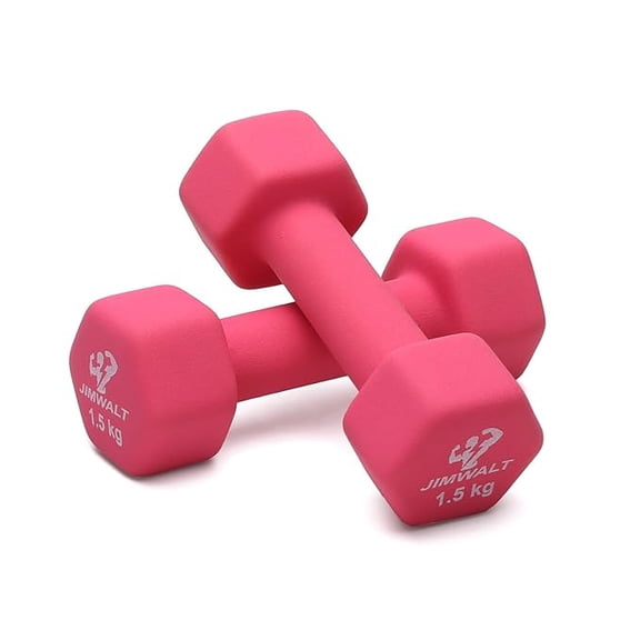 JIMWALT Now in INDIA Exclusive range of Neoprene Dumbbells 0.5KG to 10KG (1.5KG (PINK))