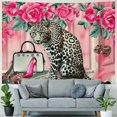 thumbnail image 4 of BCIIG Girls Black White Leopard Cheetah Print Tapestry Kids Pink Glitter Sliver Diamond Wall Hanging Art,Modern Fashion Beauty Theme Wall Blanket Women Heels Rose Decor Porch Hangings Painting, 4 of 6