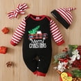thumbnail image 3 of Louist Newborn Baby Boy Girl Christmas Outfit Merri Christmas Romper Jumpsuit One-Piece with Hat Headband Set (0-3 Months), 3 of 10