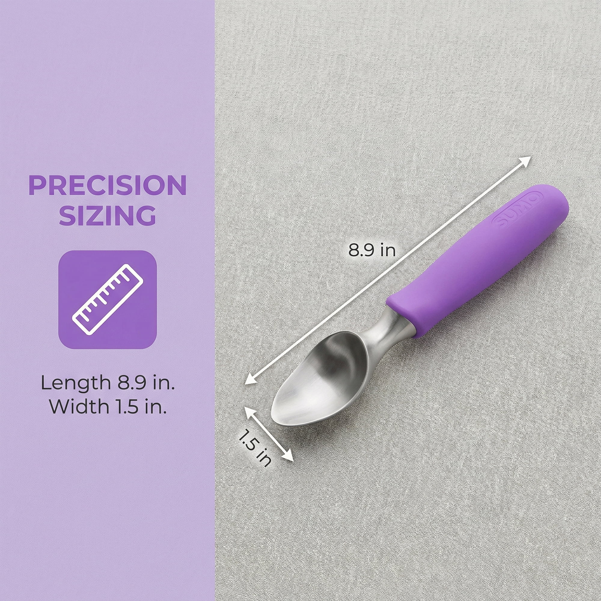 Unique Bargains Stainless Steel Ice Cream Scoop for Easy Use and Clean Purple 8.9in
