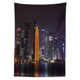 thumbnail image 3 of Ambesonne Urban Tablecloth Rectangular Table Cover, Qatar Middle East Town, 52"x70", Charcoal Grey Orange, 3 of 4