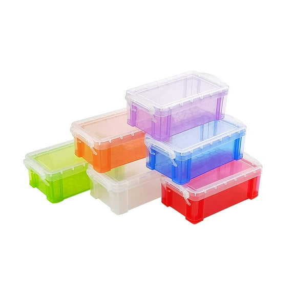 (6 pack) Quart Latch Box, Small Clear Plastic Storage Bin with Lid