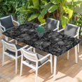 thumbnail image 2 of Black Geometric Table Cloths for 6 Foot Rectangle Tables, Contemporary Minimalism Abstract Pattern Patio Waterproof Elastic Fitted Tablecloths, Washable Rectangular Table Cover for Camping, 2 of 8