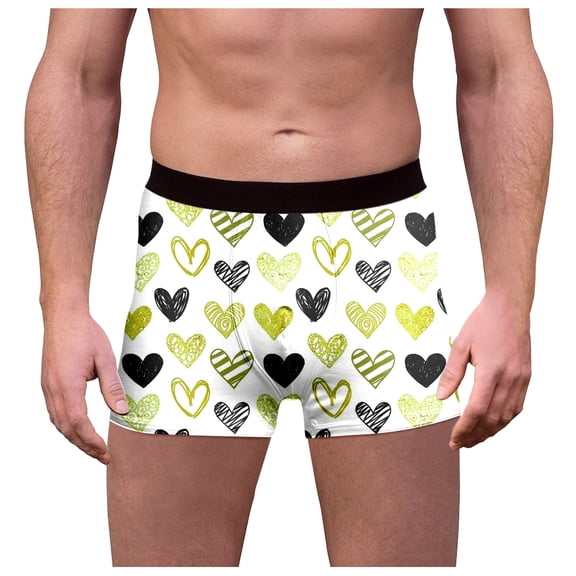 Yuncity Mens Valentines Day Boxer Briefs Underwear Funny Lips Print Soft Underpants Light Green L