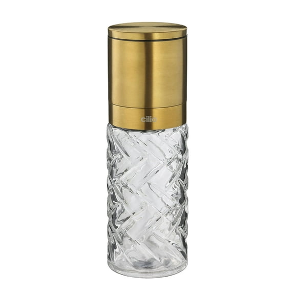 Cilio Cristallo Glass/Stainless Steel Salt or Pepper Mill, Gold, 2" by 6.7" H