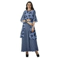 thumbnail image 3 of Moomaya Printed High Low Crop Top Kurti Palazzo Set Ethnic Indian Clothing Set For Womens, 3 of 9
