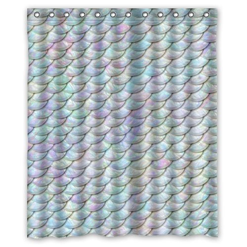 HelloDecor Fish Scales Shower Curtain Polyester Fabric Bathroom