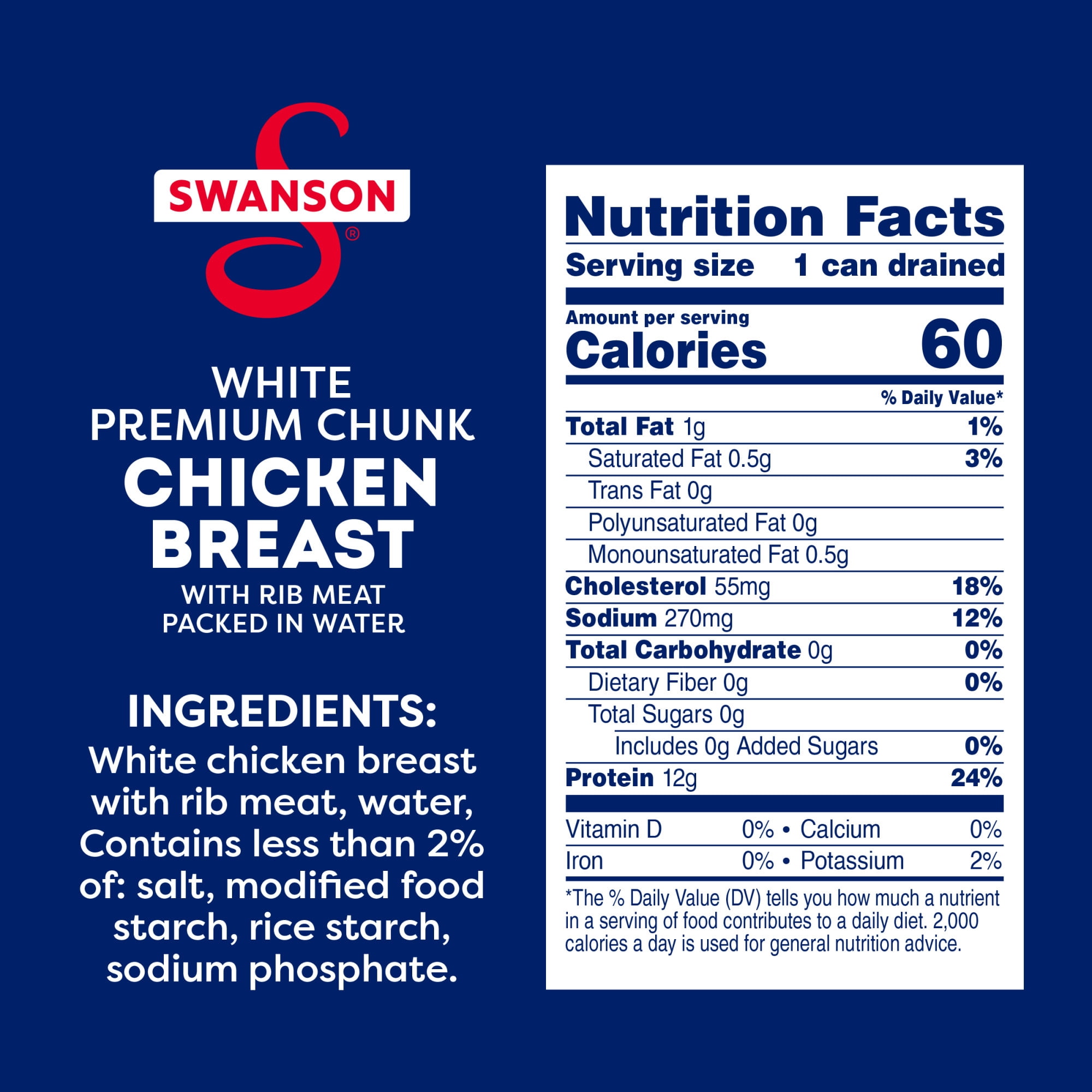 (2 pack) Swanson White Premium Chunk Canned Chicken Breast in Water, 4.5 oz Can