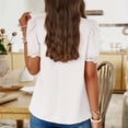 thumbnail image 5 of White T Shirts for Women Casual Printing Short Sleeves V Neck Loose T Shirt Blouse Tops Fashion Clothing, 5 of 6