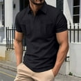 thumbnail image 2 of Summer Men's Lapel Button Double Pocket Solid Color Polo Shirt - Short Sleeve, Casual Fit, 2 of 4