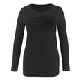 thumbnail image 2 of Annhoo Women's Tops for Maternity Solid Color Long Sleeve Crew Neck Breastfeeding Blouse Nursing Pregnant Pullover Shirts, 2 of 5