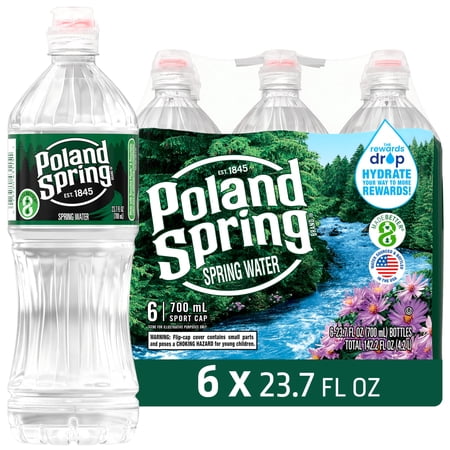 Poland Spring Maine Spring Water, Sport Cap, 23.7 fl oz, 6-pack Plastic Bottles